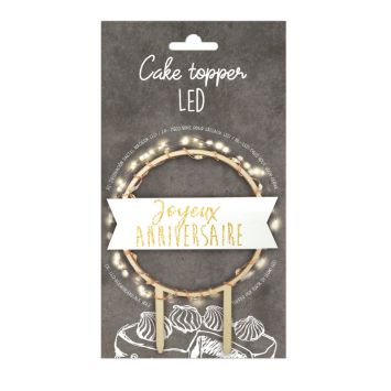 Cake topper LED Joyeux Anniversaire pour gâteaux festifs | jourdefete.com