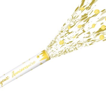 Canon à Confettis Anniversaire - Party Chic - Or