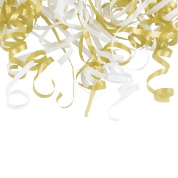 Canon à confettis avec serpentins blancs et dorés - 25 cm
