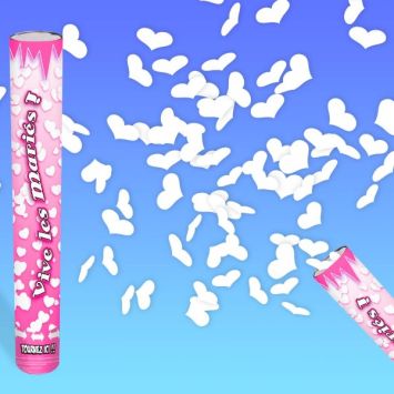 Canon à Confettis Coeurs Blancs 