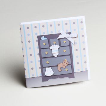 10 Cartes de Naissance avec Enveloppes - Commode