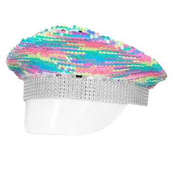 Casquette à sequins pastel réversibles