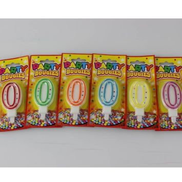 Bougie d'Anniversaire Chiffre 0 - Divers Coloris