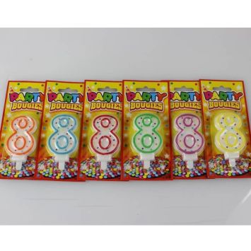 Bougie d'Anniversaire Chiffre 8 - Divers Coloris