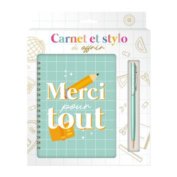 Coffret Carnet de Notes et Stylo - Collection Merci pour cette année - Modèle au choix