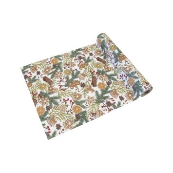 Chemin de table de Noël en toile avec impression d'épices de Noël - 28 cm x 4 m - Modèle au choix