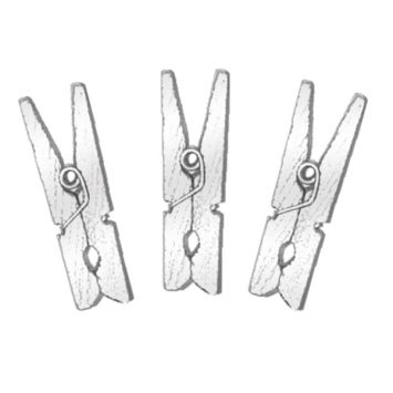 12 Petites Pinces en Bois Argent