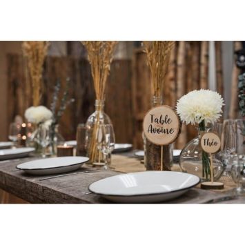 10 Marque-Places Rondins de bois sur tige - 13,5 cm