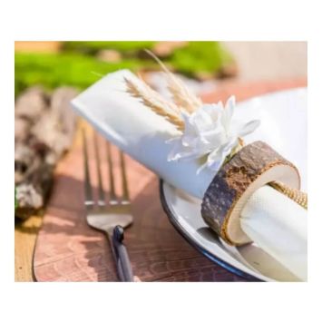 8 Ronds de serviettes en rondin de bois