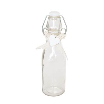 bouteille champetre de 20 cm deco dentelle et cœur | jourdefete.com