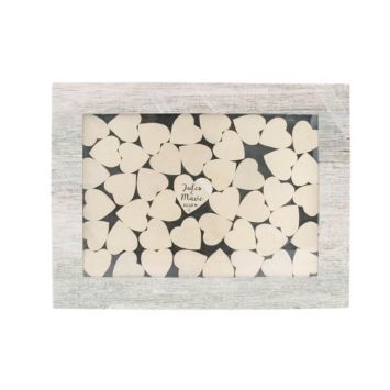 Cadre Champêtre avec 45 Cœurs en Bois | jourdefete.com