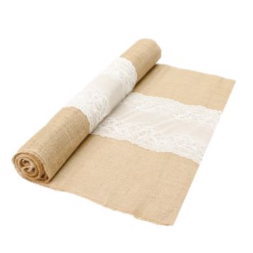 chemin de table jute et dentelle 60 cm | jourdefete.com