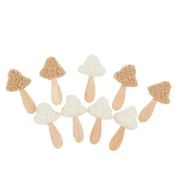 De splendides champignons adhésifs en bois de couleur blanc ou taupe pour votre table d'automne | jourdefete.com