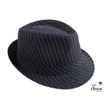 Chapeau Borsalino noir avec rayures de gangster