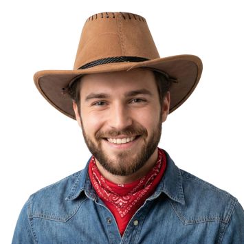 Chapeau de Cow-Boy marron en aspect daim