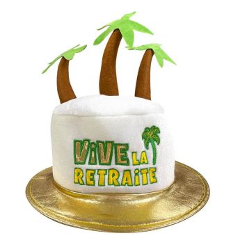Optez pour ce joli chapeau doré en forme d'îlot à cocotiers comme cadeau pour un proche qui célèbre son départ à la retraite | jourdefete.com