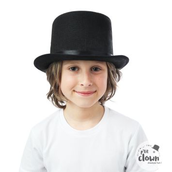 Chapeau haut-de-forme noir enfant pour costume festif | jourdefete.com