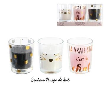 Lot de 3 Bougies Chat