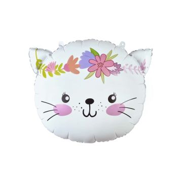 Ballon chat fleuri avec couronne de fleurs pour décoration enfantine | jourdefete.com