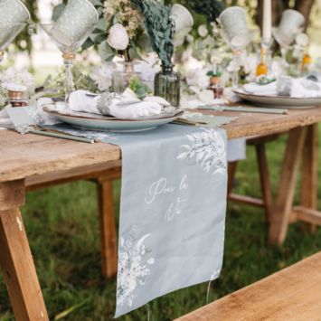 Chemin de table "Pour la vie" - 28 cm x 5 m - Collection Greenery