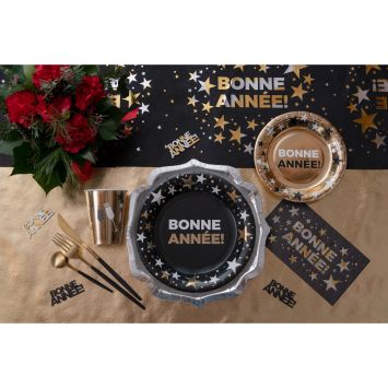 Chemin de table "Bonne Année !" en polyester - Nouvel An - 28 cm x 5 m - Collection Bonne Année Champagne