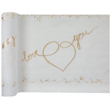 Chemin de Table en Coton "Just Married" - Or | jourdefete.com