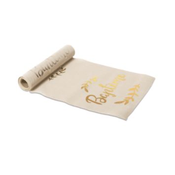 chemin-de-table-Lin-Baptême-floqué-Or|jourdefete.com