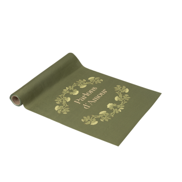 Chemin de table "Parlons d'Amour" en tissu - 28 cm x 5 m - Collection Botanica Verde