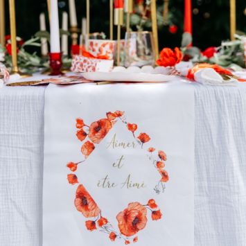Chemin de table en tissu 28 cm x 5 M - Collection Poppy Love