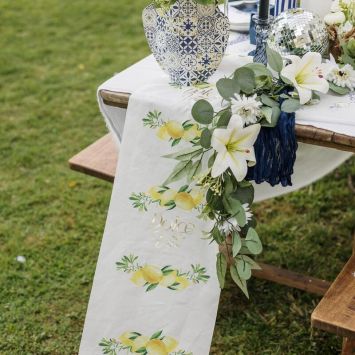 Chemin de table en tissu - 28 cm x 5 m - Collection Dolce Vita