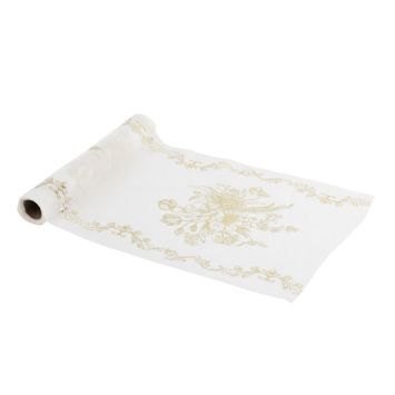 Déroulez ce chemin de table blanc et doré de la collection Vintage | jourdefete.com