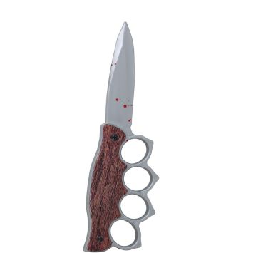 Couteau ensanglanté avec poing américain d'Halloween - 20 cm