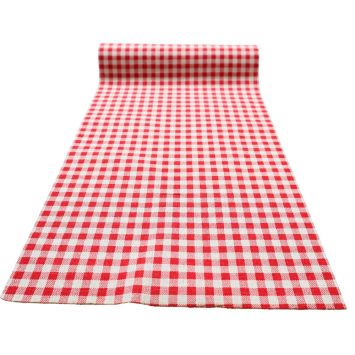 Chemin de table à motifs vichy en toile à effet lin - 28 cm x 5 m