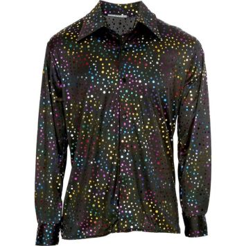 Chemise Noire de Disco à paillettes pour homme - Années 70 - Taille au choix
