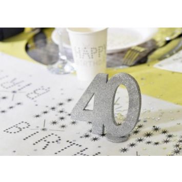Chiffre Anniversaire Paillettes Argent - Age au choix