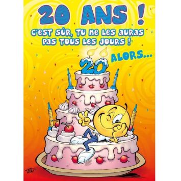 Carte d'Anniversaire Maxi Format avec Enveloppe - 20 ans