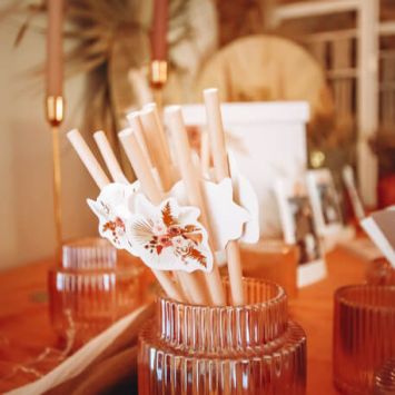 12 pailles médaillon en carton - Collection Coachella