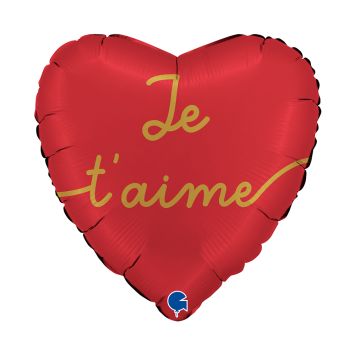 Ballon cœur rouge recto "Je t'aime" pour déclarations romantiques | jourdefete.com