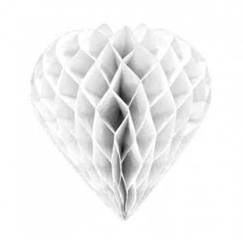 cœur blanc alvéolé à suspendre de 30 cm | jourdefete.com