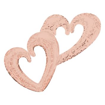 ballons double coeur rose gold | jourdefete.com