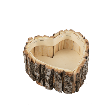 Jardinière en bois en forme de cœur - 15 x 6 x 15 cm