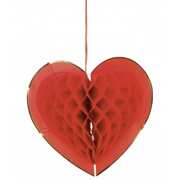 cœur rouge alvéolé à suspendre de 24 cm | jourdefete.com