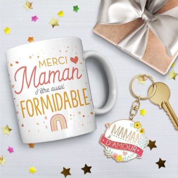 Coffret Cadeau Affectif Mug et Porte-clé - Maman d'Amour
