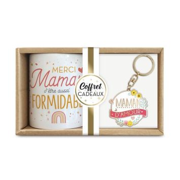 Un coffret composé d'un mug et d'un porte-clé pour votre maman d'amour | jourdefete.com