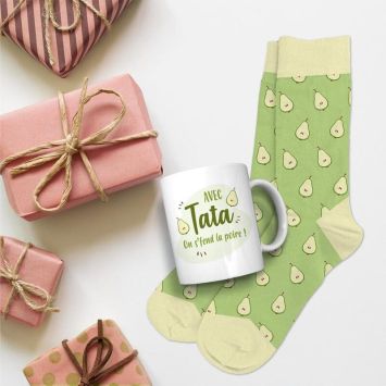 Coffret Cadeau Mug et Chaussettes - Avec Tata on s'fend la poire