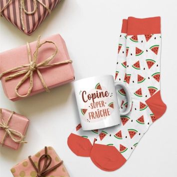 Coffret Cadeau Mug et Chaussettes - Copine super fraîche