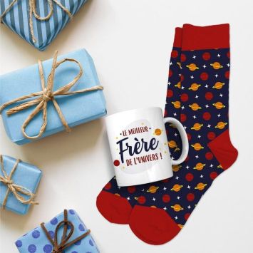 Coffret Cadeau Mug et Chaussettes - Meilleur Frère de l'Univers