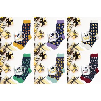 Coffret Cadeau Mug et Chaussettes pour homme - Âge au choix