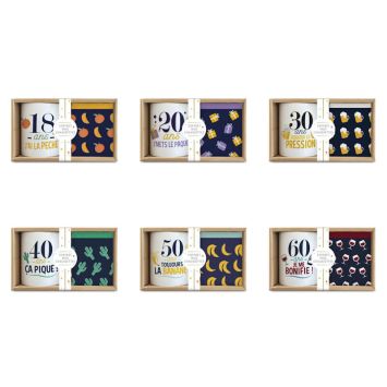 Coffret Cadeau Mug et Chaussettes pour homme - Âge au choix
