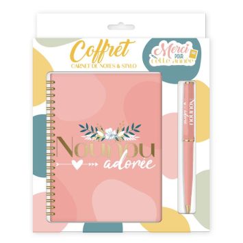 Coffret Carnet de Notes et Stylo - Nounou Adorée | jourdefete.com